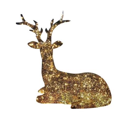 China Europe Outdoor Unique Christmas Reindeer Stainless Steel Giant Led Hollow Deer For Street And Garden Decoration for sale