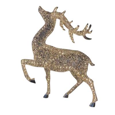 China Europe Christmas Decoration Hollow Stainless Steel Metal Deer With Lights For Garden Decoration for sale