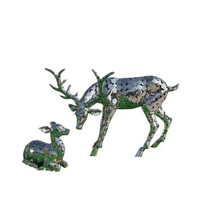 China Hot Sale Outdoor Life Size Hollow Sculpture Stainless Steel Art Garden Abstract Deer Europe Metal Sculpture for sale