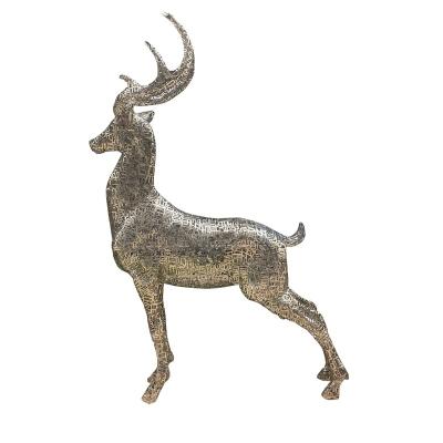 China Europe New Outdoor Christmas Garden Decoration With Light Design Stainless Steel Life Size Led Deer Sculpture for sale