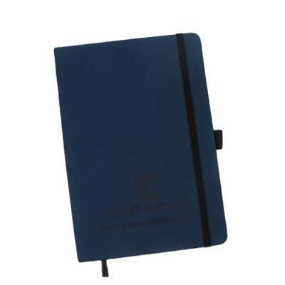 China High quality A5 down dark blue color pu leather notebook with elastic pen holder do spell colors to do list work planner a5 notebook for sale