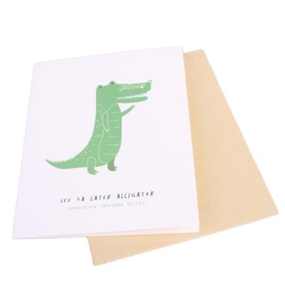 China Cute Europe Christmas Alligator Design Paper Made Greeting Card With Kraft Paper Envelope for sale