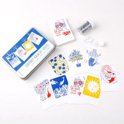 China Europe Customized Decorative Tin Design Party Paper Cards Color Tin Box Mail Message Card Gift Vouchers for sale