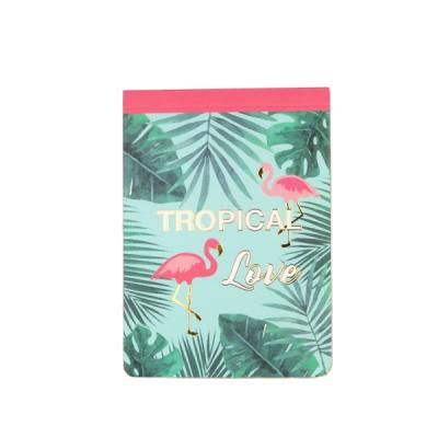 China Printed Colorful Sticky Notes Flamingo Printing Customized Design Notepad Perfect Fastener With Gold Edge for sale