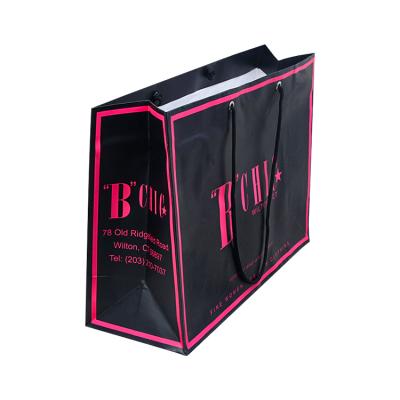 China Recyclable Custom Printed Paper Bags Shopping Packaging Flat Paper Bag With Handles Paper Bags Wholesale For Clothing Shoes Grocery for sale