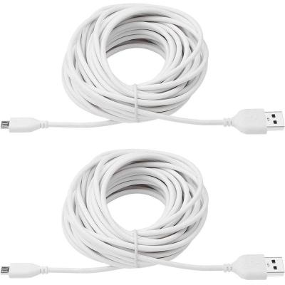 China MP3/MP4 Player 25ft USB To Micro USB Extension Power Cable Compatible For Phone Security Camera, White Color for sale