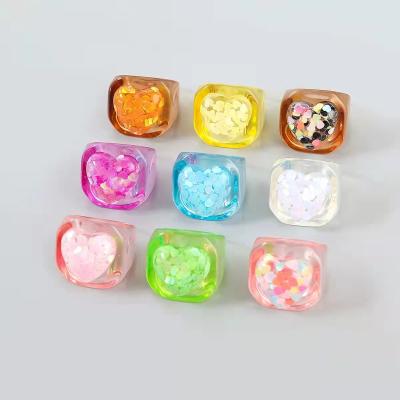 China Cute female fashion personality ring acrylic female color candy design sense niche temperament source of new for sale