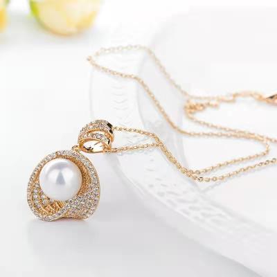 China CLASSIC copper inlaid with zircon 3A Korean yuanyuan temperament shell pearl necklace jewelry female pearl jewelry for sale