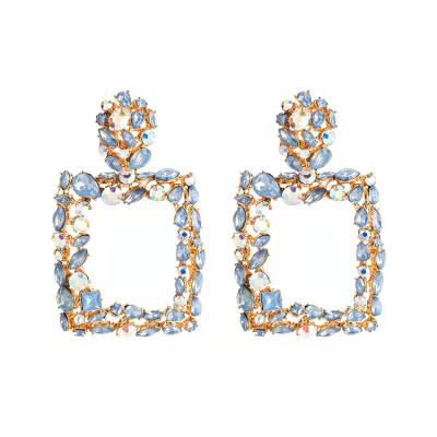 China European and American temperament exaggerated diamond geometric square earrings fashion earrings lasting retro for sale