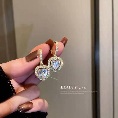 China TRENDY South Korea Zircon Bow Bear Love Earrings Central Institute of Statistics Niche Design Fashion Earring for sale