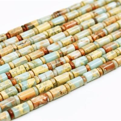 China Jewelry Making Natural Gemstone Snakeskin Jasper Stone Cylinder +Rondelle Serpentine Loose Beads For Jewelry Smooth Making for sale