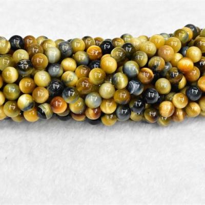 China Bracelet Wholesale A Grade Natural Smooth Blue Gemstone Tiger Eyes Polish Stone Beads Gold For Jewelry Making for sale