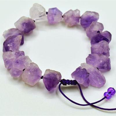 China Raw Material Wholesale Natural Soft Irregular Amethyst Gemstone Bracelet Charm Original Stone Bracelet for sale