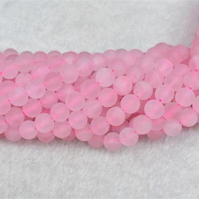 China Natural Gemstone Loose Beads Wholesale Natural Matte Rose Quartz Loose Stone Beads Charm Grade Hot-selling Gemstone For Jewelry Making for sale