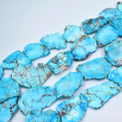 China Fashionable Natural Smooth Gemstone Imperial Jasper Freeform Slab Slice Sea Sediment Strand Beads Jewelry Making for sale