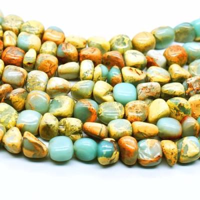 China Fashionable Natural Snake Skin Serpentine Gravel 8-10MM Jasper Tumble Shape Stone Beads DIY Jewelry Making Smooth Gemstone for sale