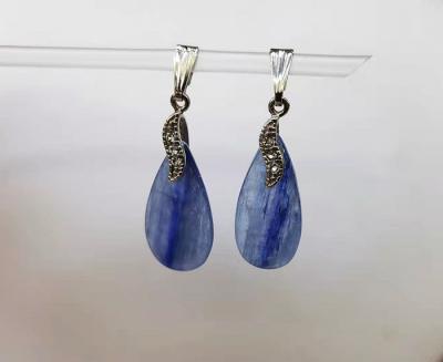 China Hot Wholesale Natural Gemstone Cut Quality Drop Shape Kyanite Pendant Charm or Earrings Jewelry Smooth Making for sale