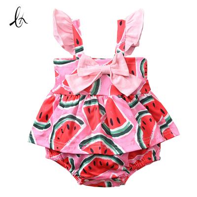 China Moq Sleeveless Home Low Stock Summer Wear Rts Newborn Baby Wears Clothes Muslin Baby Rompers One Piece 100% Cotton for sale