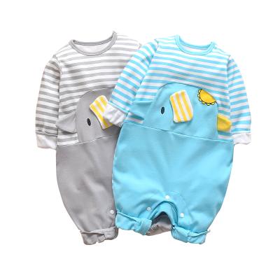 China Baby Boy Infant Girls Home Rompers Unofficial Long Sleeve Clothes Striped Elephant Jumpsuit Baby Clothes for sale