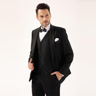 China 2020 Breathable Custom Black Prom Jacket Men Groom Slim Fit Wedding Suit Tuxedo for sale