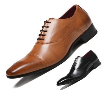 China Brown Light Handmade Cowhide Leather Pointed Toe Business Formal Dress Wedding Shoes For Men for sale