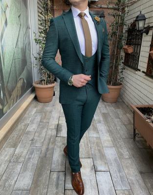 China Anti-Wrinkle Mens Suit Design Fashion Green Mens Business Latest And Casual Slim Fit 3 Pieces Suiting Mens Suits for sale