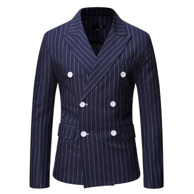 China Wholesale Cheap Striped Anti-Wrinkle Mens Black Double Breasted Suit Blazer Color Slim Fit Mens Slim Fit for sale