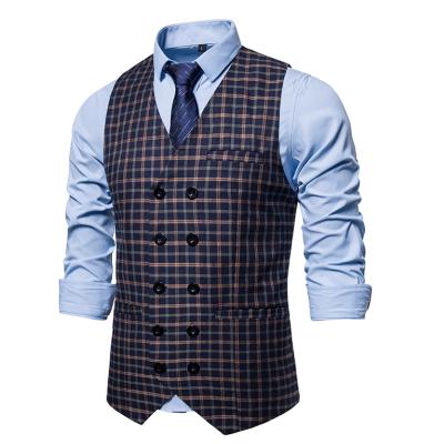 China 2020 New Plaid Style Poly Cloth Business Vest Mens QUICK DRY Vest Crossbody Wholesale for sale