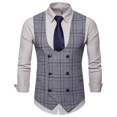 China QUICK DRY Mens Double Breasted Suit Vest Slim Fit Business Formal Wedding Dress Vest for sale