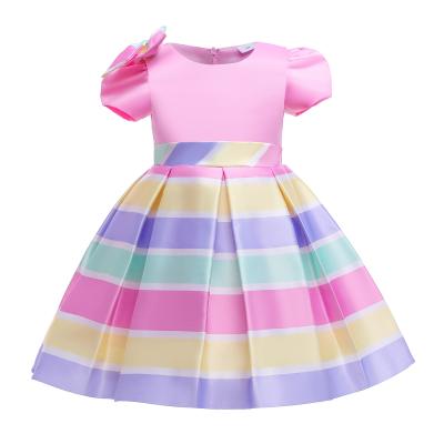 China New Viable Style Stripes Girls Clothes 8-12 Years Girls Rainbow Sundress Dress for sale