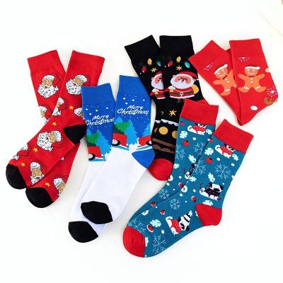 China New Design Custom Printing Crew Cotton Christmas Socks Breathable for sale