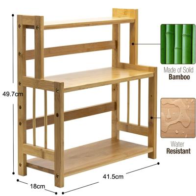 China Large Sustainable Bamboo Wooden Spice Rack 3 Tier Kitchen Bathroom Countertops Storage Organizer for sale