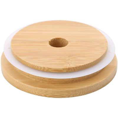 China Microwavable Reusable Drinking Glass Canning Jar With Bamboo Lid for sale