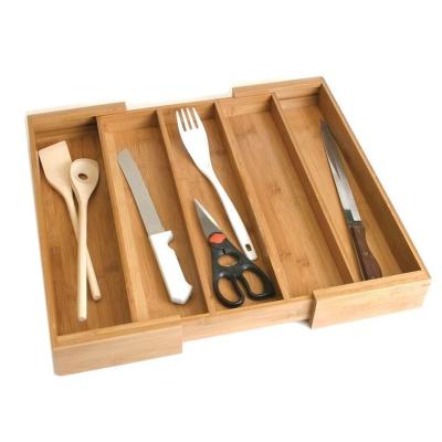 China Expandable Utensil Organizer Bamboo Drawer Tray for sale