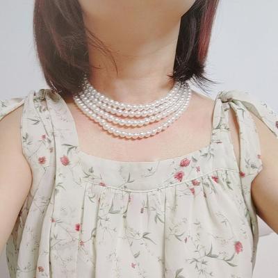 China Europe and America Layer Handmade Pearl Bib Vintage Necklace For Women for sale