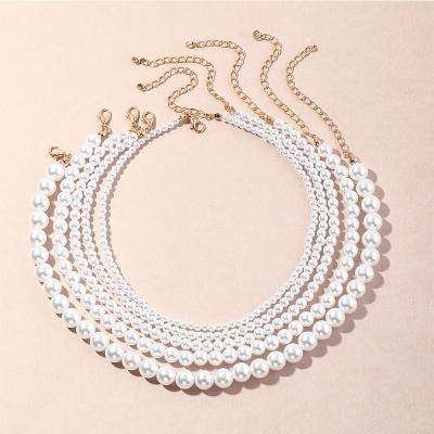 China Europe and America White Round Pearl Necklace Pearl Necklace Fashion Jewelry Gifts for Women Men Teens for sale