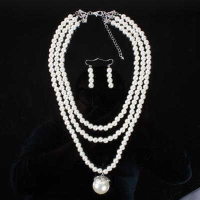 China Necklace Imitation Vintage Europe And America Round Pearl Multi Strands Necklace for sale