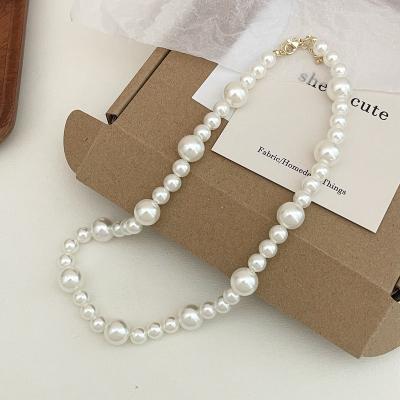 China Colla Multilayer Braided White Scarf Of Europe And America Pearl Statement Necklace Chains for sale