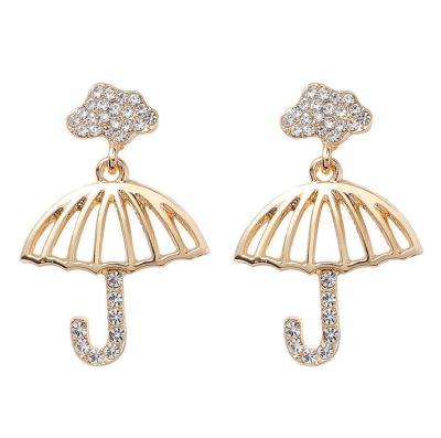 China Beautiful Crystal Rhinestone Cloud Umbrella Charm CLASSIC Earbob Dangle Earrings Gift for sale