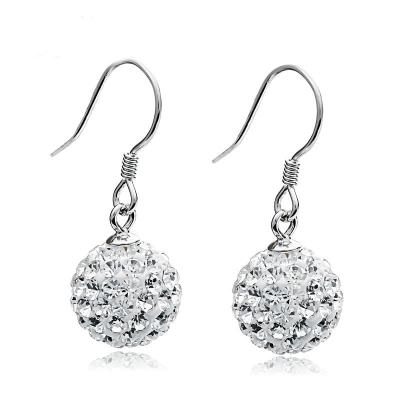 China CLASSIC Vintage Silver Tone Rhinestone Cluster Ball Dangle Earrings for sale