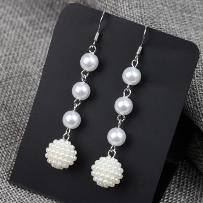 China CLASSIC Fashion Jewelry Faux Pearl Long Tassel Earrings Stud Drop Dangle for sale