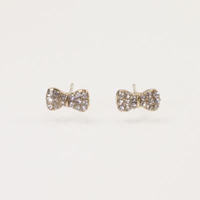 China CLASSIC Party Jewelry Rhinestone Sparkly Gold Plated Bow-knot Stud Earrings Ladies Gifts for sale