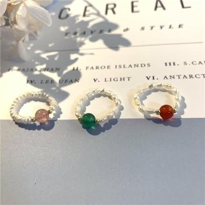 China CLASSIC Freshwater Pearl Stretch Ring with Agate Beads for sale