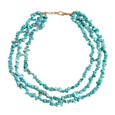 China Natural Europe and America Amazon Blue Irregular Gravel Gemstone Beads Necklace for sale