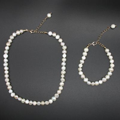 China Europe and America Women Genuine Natural White Freshwater Pearl Chain Necklace for sale