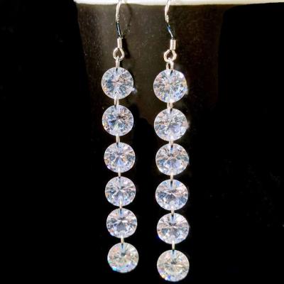 China Sterling Silver Cubic Zirconia CLASSIC CZ Crystal Drop Dangling Earrings for sale