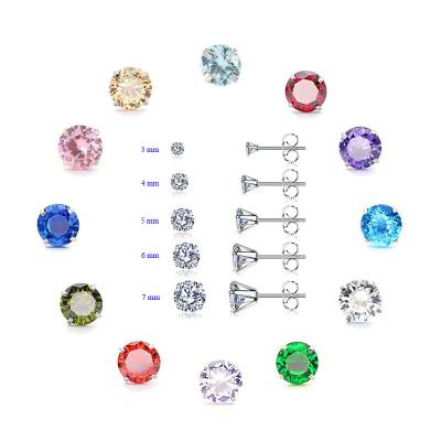 China CLASSIC Fashion Jewelry Stainless Steel Round CZ Zirconia Stud Earrings for sale