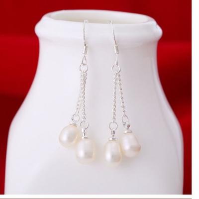 China CLASSIC Wholesale Real Genuine Natural Freshwater Pearl Chain Dangle Earrings for sale