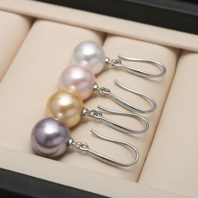 China CLASSIC Genuine South Sea Shell Pearl Round Beads Dangle Hook Earrings for sale