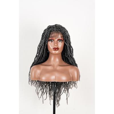 China Kinky Curl 36 inch braided lace front wig Black African women long hair, braided synthetic hair lace front wig for sale